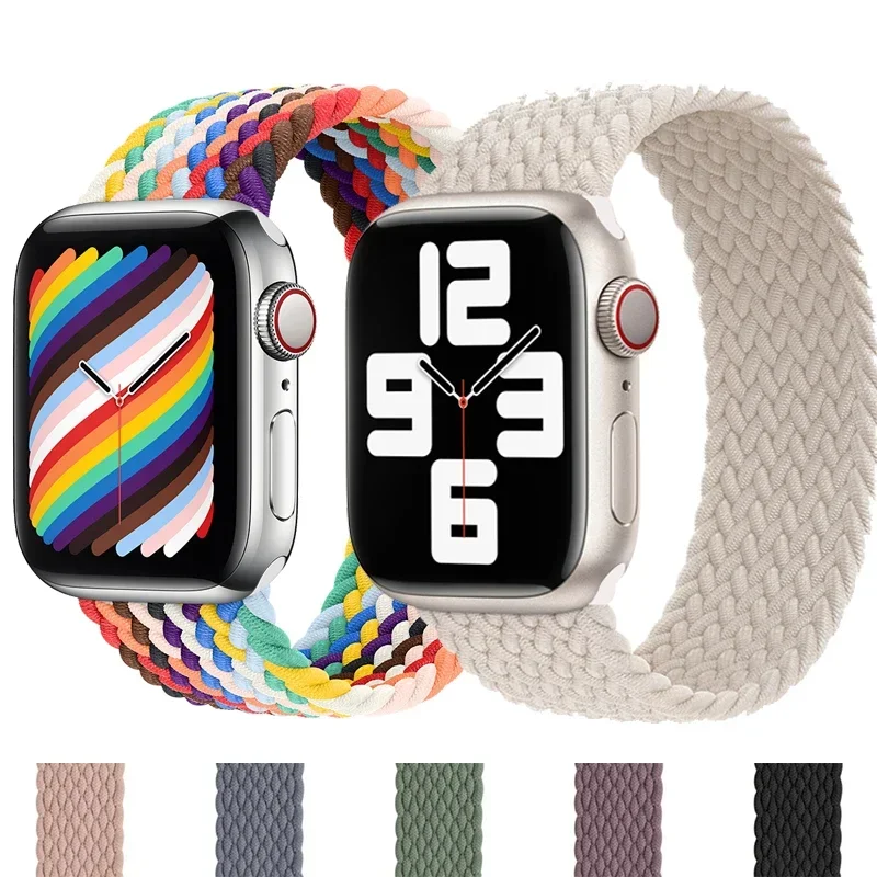 Braided Nylon Strap for Apple Watch Bands Ultra 2 49mm 44mm 40mm 45mm41mm 38mm 42mm Bracelet for IWatch Series 9 8 7 6 3 SE Band