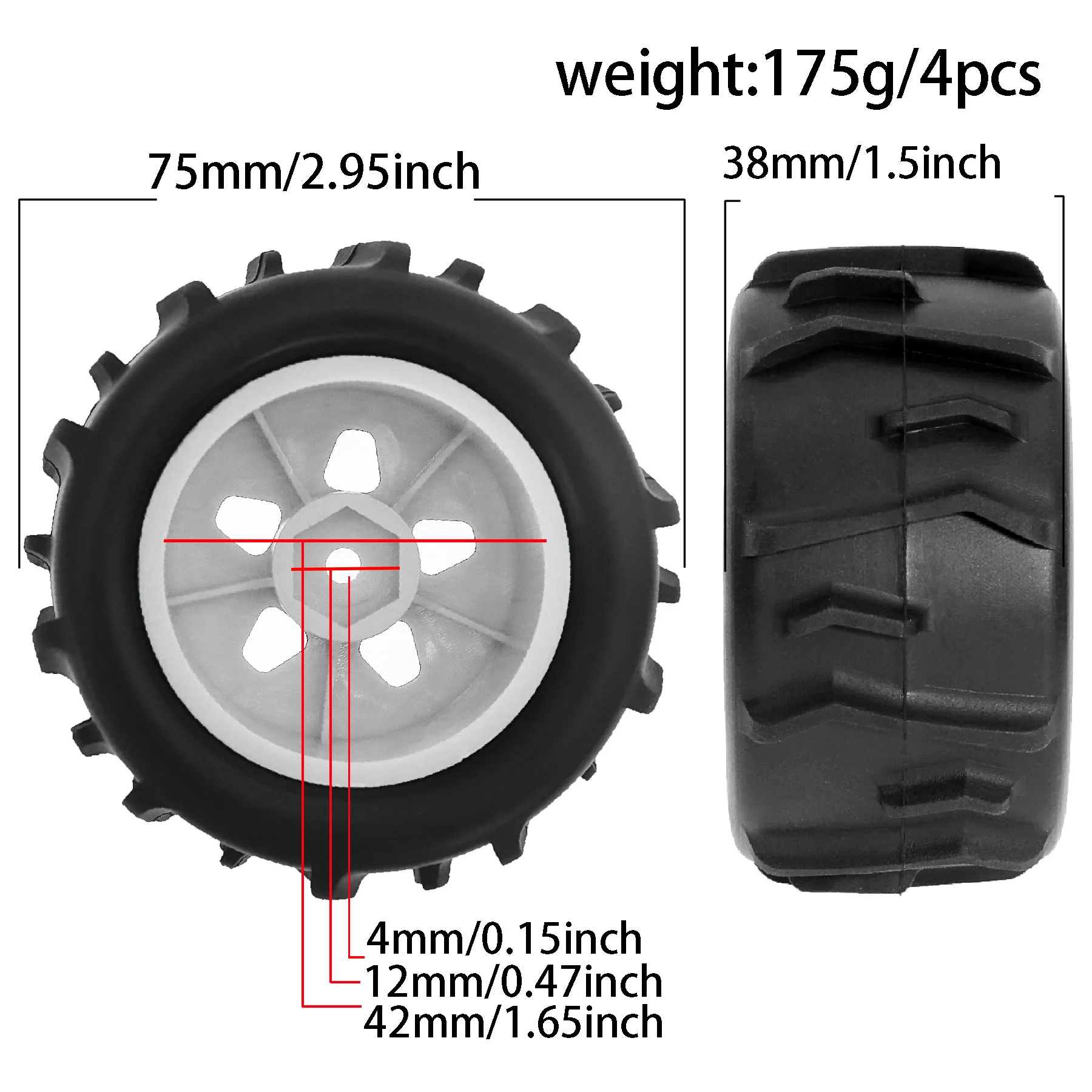 4Pcs Snow Sand Tires Tyre Wheel for SCY 16102 16101 16103 Wltoys 144001 144010 SG116 MJX Hyper Go 1/14 1/16 1/18 RC Off-road Car
