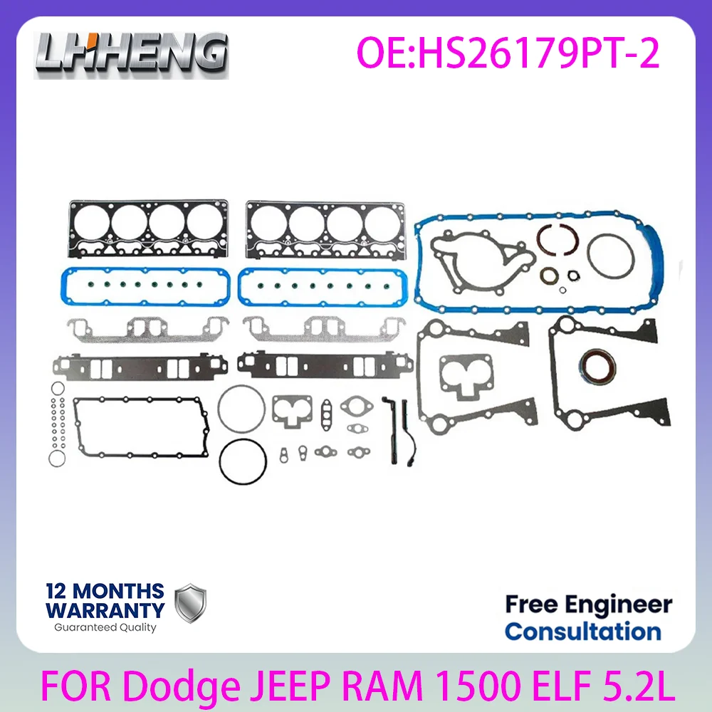Kit completo de juntas de motor para Dodge Jeep Ram 1500 2500 3500 B3500 Grand Cherokee Wrangler 5.2L 5.2 L T V8 GAS ELF 92-05 HS26179PT-2