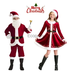 New Children Christmas Santa Cosplay Customes Boy Girls Mrs.Christmas Outfits with Hat Suit New Year Xmas Party Tree Costumes