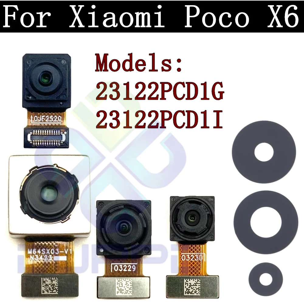 Original Tested Back Big Rear Main Camera Module For Xiaomi Poco X6 Small Facing Front Camera Flex Cable PocoX6 64MP