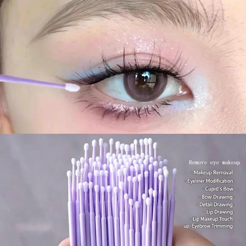 100/500 Pcs Nano Cotton Swabs for Grafting Eyelashes Makeup Removal Beauty Tools Cleaning and Makeup Cotton Swabs
