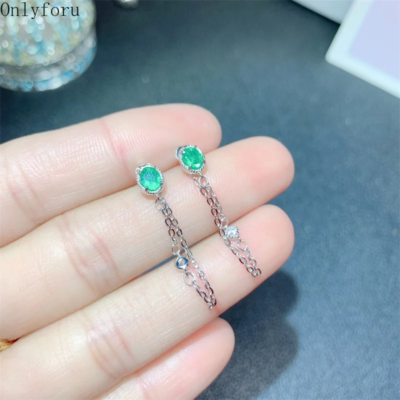 YULEM Silver 925 Natural Emerald Women's Earrings Luxury Women's Christmas Gift Nail Wedding Boutique jewelry 4X5MM