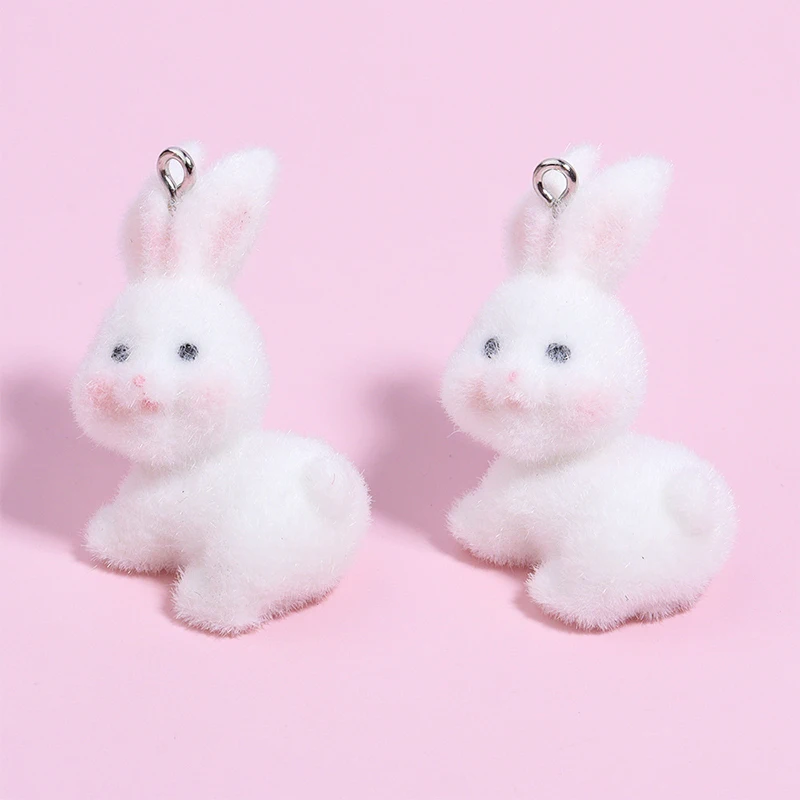 Simpatico ciondolo portachiavi con coniglio floccato Kawaii 3D peluche amanti degli animali ciondolo per cellulare borsa con ciondolo zaino regalo decorativo