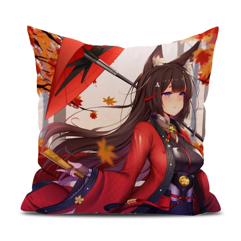 غطاء وسادة كاواي من Azur Lane ، غطاء وسادة مخصص ، غطاء وسادة أنيمي ، وسائد أريكة ، 45x45 سم
