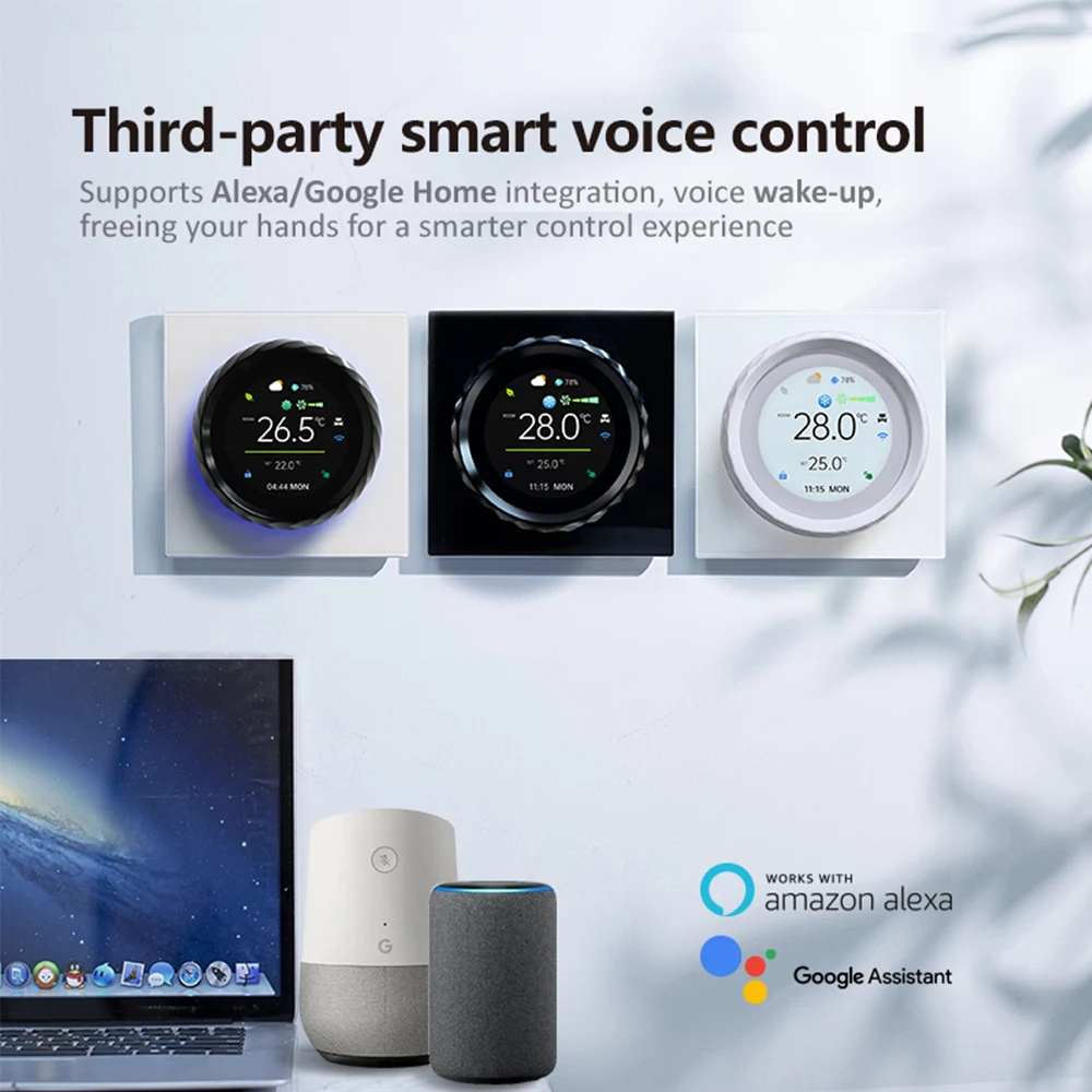 

Умная ручка голосового управления Tuya, термостат, охлаждение, отопление, регулятор температуры кондиционера, работает с Alexa Google Home