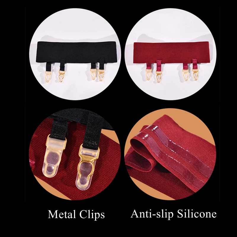 Anti Slip Leg Garter Belt Ring For Thigh High Stockings Elastic Suspenders With Metal Clips Sexy Cosplay Costume Accessories