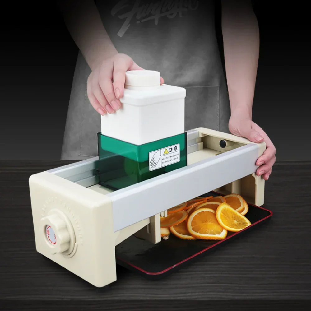 Fruit Slicer V-shaped Blade Lemon Cutter Machine Kitchen Vegetable Potato Slicing Thickness Can Be Adjusted 0 To 15mm Grades
