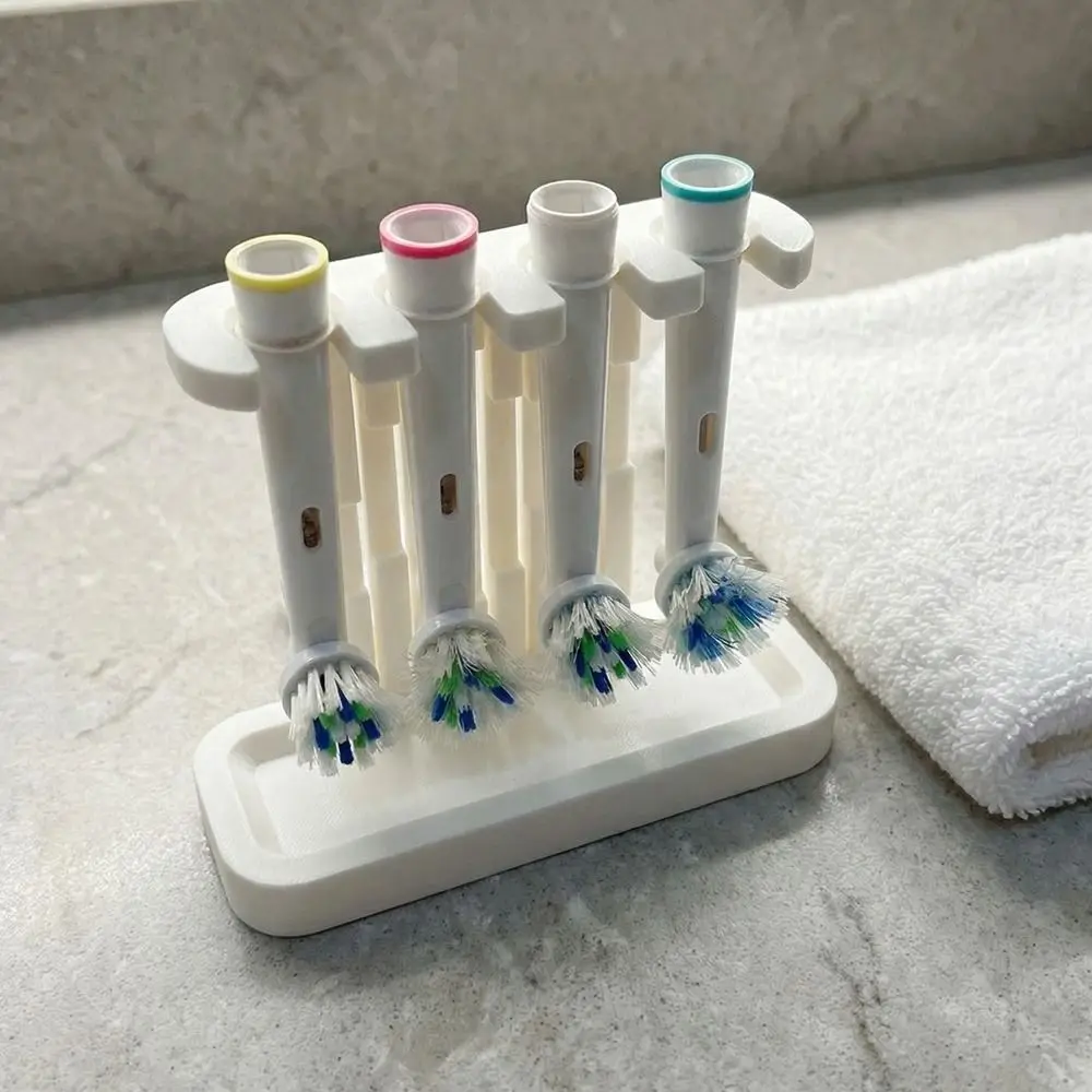 

4 Slots Toothbrush Head Holder Plastic Floor Mount Electric Toothbrush Stand 3D Printed Keeps Heads Dry Toothbrush Organizer