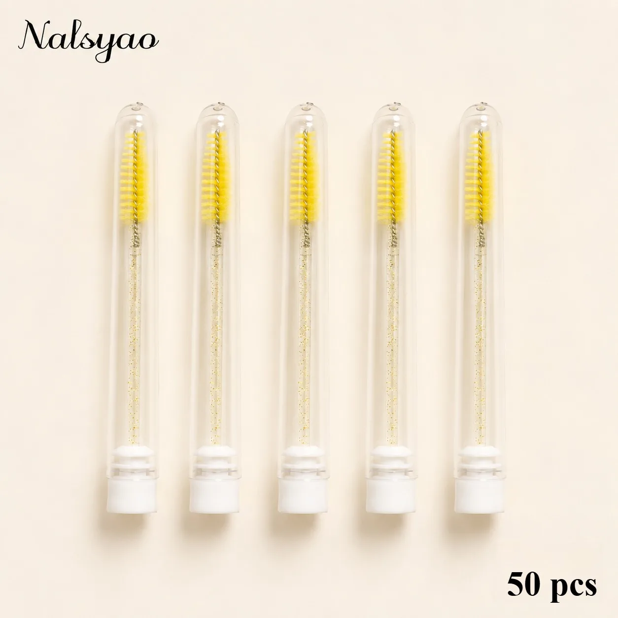 50PCS Einweg Wimpern Pinsel Rohre Mit Lash Mascara Wands Funkelnden Lash Spoolies Pinsel Container Staub-proof Make-Up-Tool