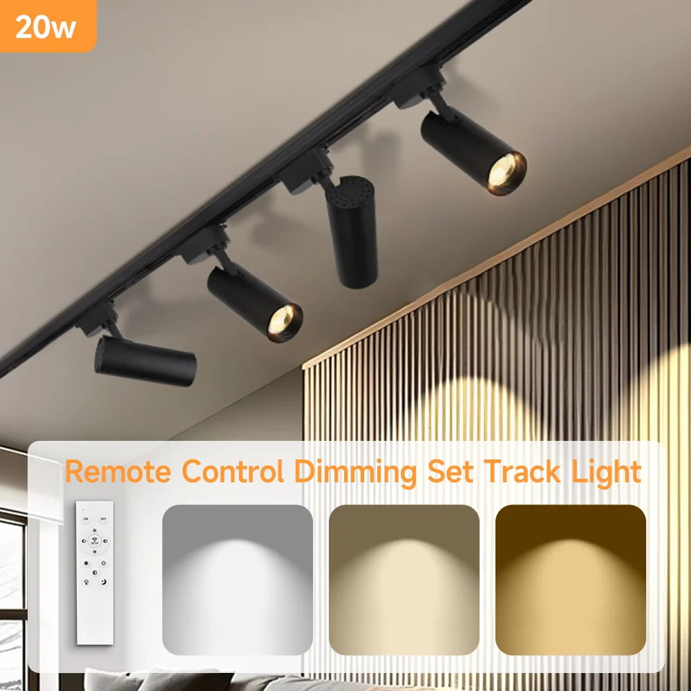 20W Spotlights Remote Control Dimming Led Track Light Wall Track  Spot Lights for Home Decor Living Room Kitchen Ceiling Lamp