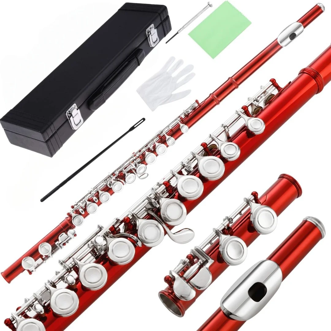 Флейта с закрытым отверстием, флейта с ключом C, деревянный духовой инструмент с чистящей тканью, стержень, перчатки, отвертка, флейта с 16 отверстиями, флейта с ключом C