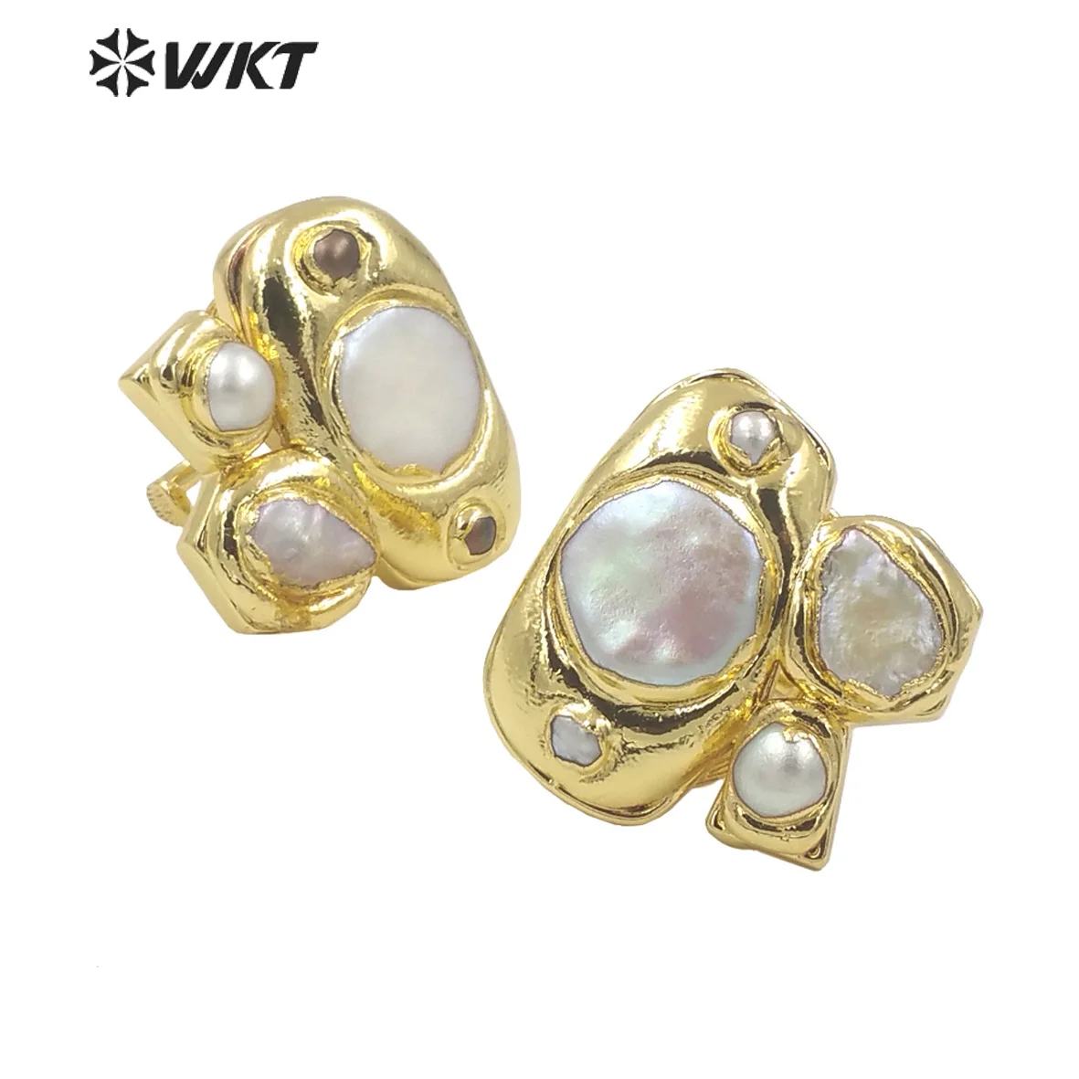 

WT-MPR084 WKT 2023 Attractive Style Freshwater Pearl 18K Gold Plated Adjustable Ring Women Anniversary LAdy Party INS Jewelry