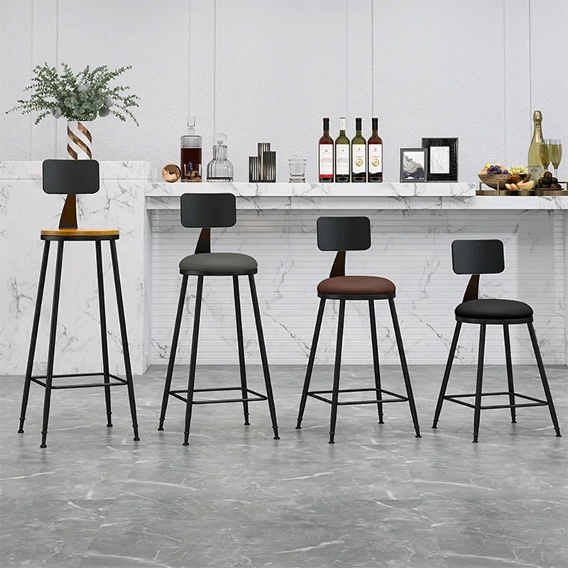 High Stool With Backrest Tabouret Design Bar Chair Aesthetic Wheels Office Chairs House Mini Home Furniture Minimalist Gray Shop