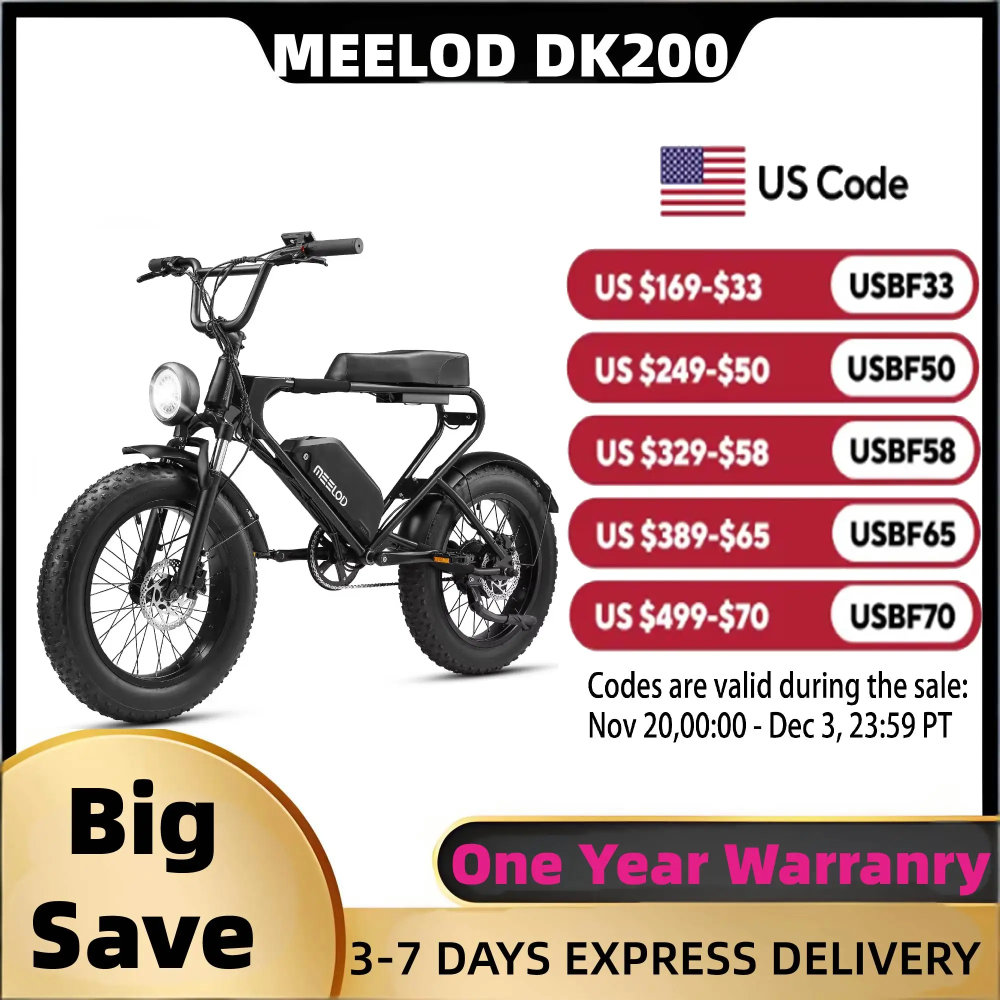 

MEELOD DK200 adult E-bike 1008W 48V 12.5Ah battery commute Electric Bike,20-inch Fat Tire E-Mountain bike