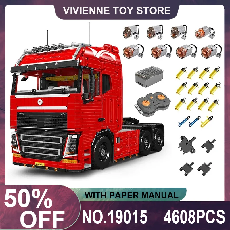 

Технический автомобиль Mould King 19015 19015T, строительный блок с дистанционным управлением, трактор, грузовик, модель в сборе, кирпичи, игрушки для детей, рождественский подарок