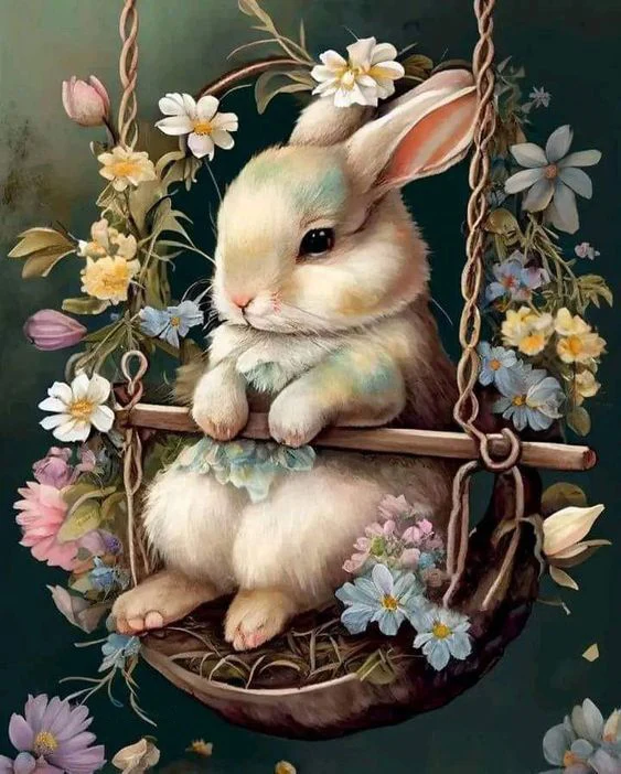 JMINE Div 5D Rabbit bunny flower Full Diamond Painting cross stitch kits art animal 3D paint by diamonds