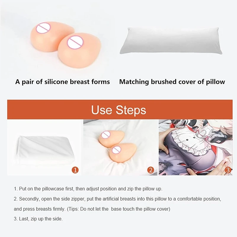 Protesi in silicone 3D per Genshin Anime Dakimakura Cuscino da letto Cuscino Simulazione Cuscino per il seno in silicone con federa