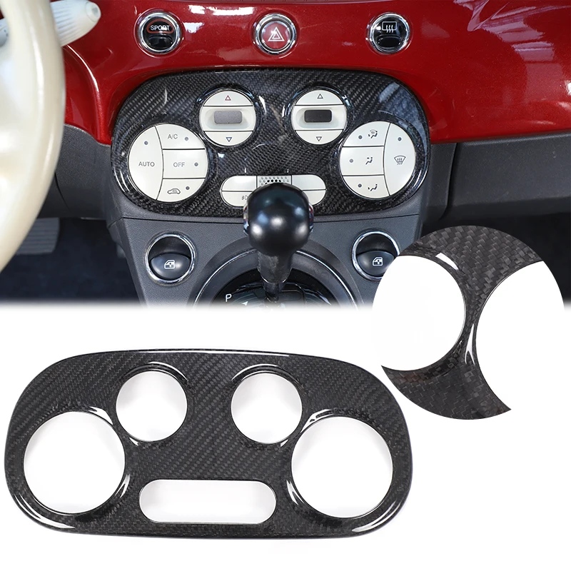 

For Fiat 500 2007-2015 Real carbon fiber car air conditioning adjustment switch frame decorative sticker car accessories