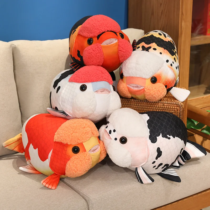 

Simulation Ranchu Goldfish Plush Toy Giant Stuffed Soft Animal Carp Plush Pillow Creative Sleep Cushion for Kids Girls Xmas Gift