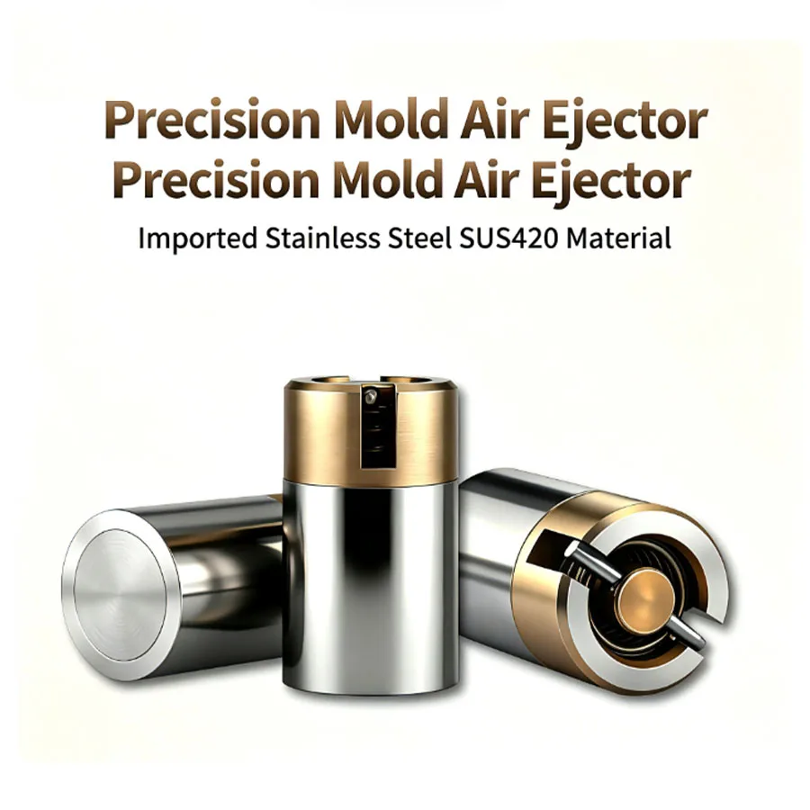 2PCS-Stainless Steel Precision Mold Air Ejector | AJV Air Poppet Valve for Thin-wall & Takeaway Container Molds