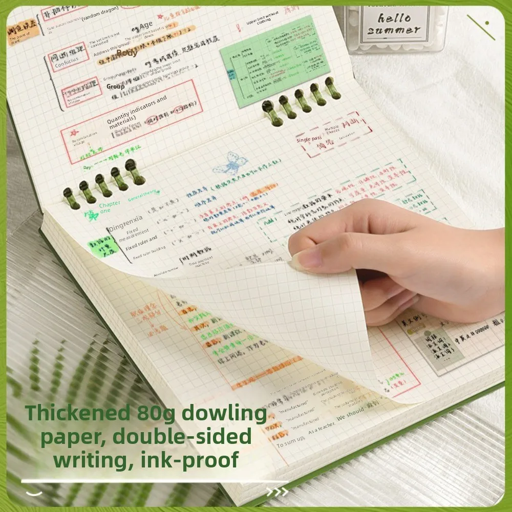 Thickened 120 Pages Loose-leaf Notebook Flip Up Color Notepad Grid Inner Pages Detachable Diary Book School Office image 3
