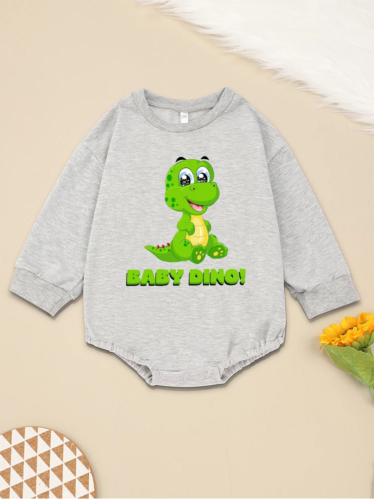 Cute Baby Dino Boy Bodysuit Cartoon Harajuku Fashion Toddler Sweatshirt Home Casual Comfy High Quality Infant Playsuit Dropship