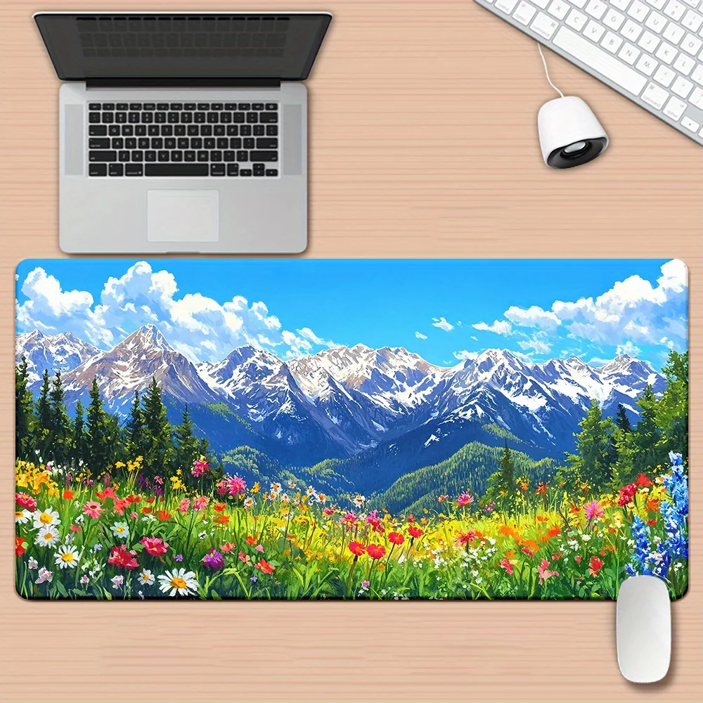 Multi Functional XXL Mousepad, Keyboard Gaming Mouse Mats  1pc Snowy Mountain Scenery HD Printed Pad for Desk