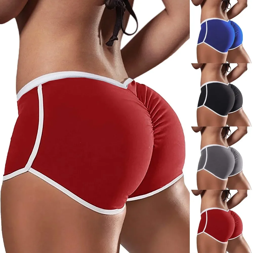 Womens Classic Gym Fitness Sports Slight Strech Soft Shorts Elastic Waist Butt-lift Seamless Buttocks Yoga Hot Comfortable Pants