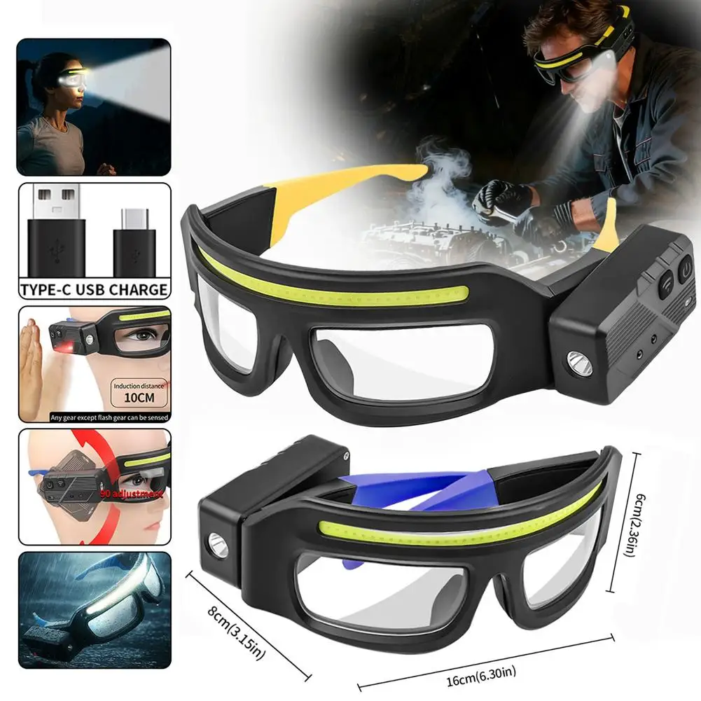 

Headlamp For Car Repairing Outdoor Work Emergency USB Fast Charging Headlamp Glasses For Camping, Hiking Head Light Flashlight