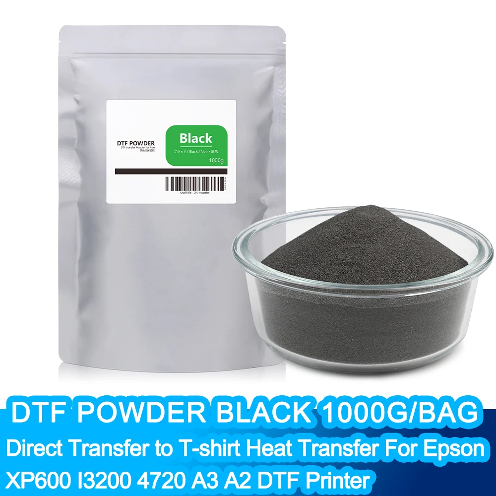 

Black DTF Powder 1000G/35.3 oz White Digital Transfer Hot Melt Adhesive DTF Powder for DTF Printer Direct Print on All Fabric