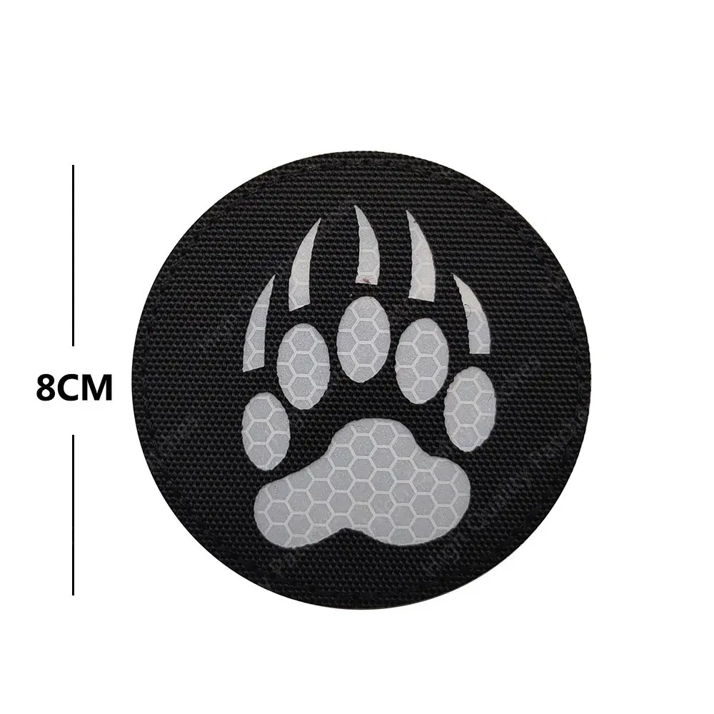 IR reflective Bear Paw Claw Tactical Patch Reflective Applique Attachment Fastener Hook & Loop Badge on Hat Bag Jackets and Gear