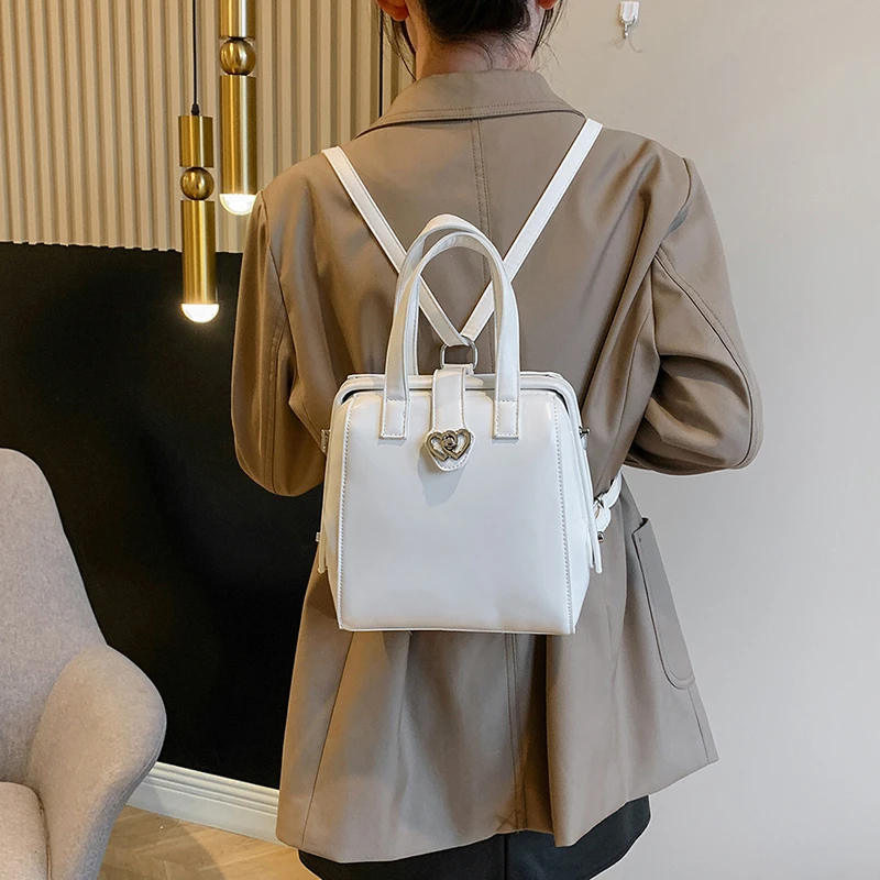 Exquisite PU Fashion Backpacks Solid Hasp High Quality Multifunctional Shoulder and Crossbody Bags for Women 2024 Designer Style