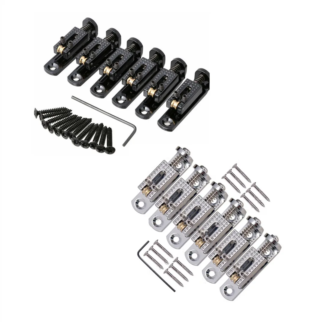 اختياري أسود/فضي دائم جسر معدني الأسطوانة واحدة ل 3-8 سلسلة الغيتار صندوق السيجار الغيتار الأسطوانة السرج جسر الصلب