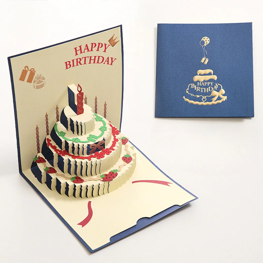 Merry Christmas Cards Christmas Tree Winter Gift Pop-Up Cards Christmas Decoration Stickers Laser Cut New Year Greeting Cards