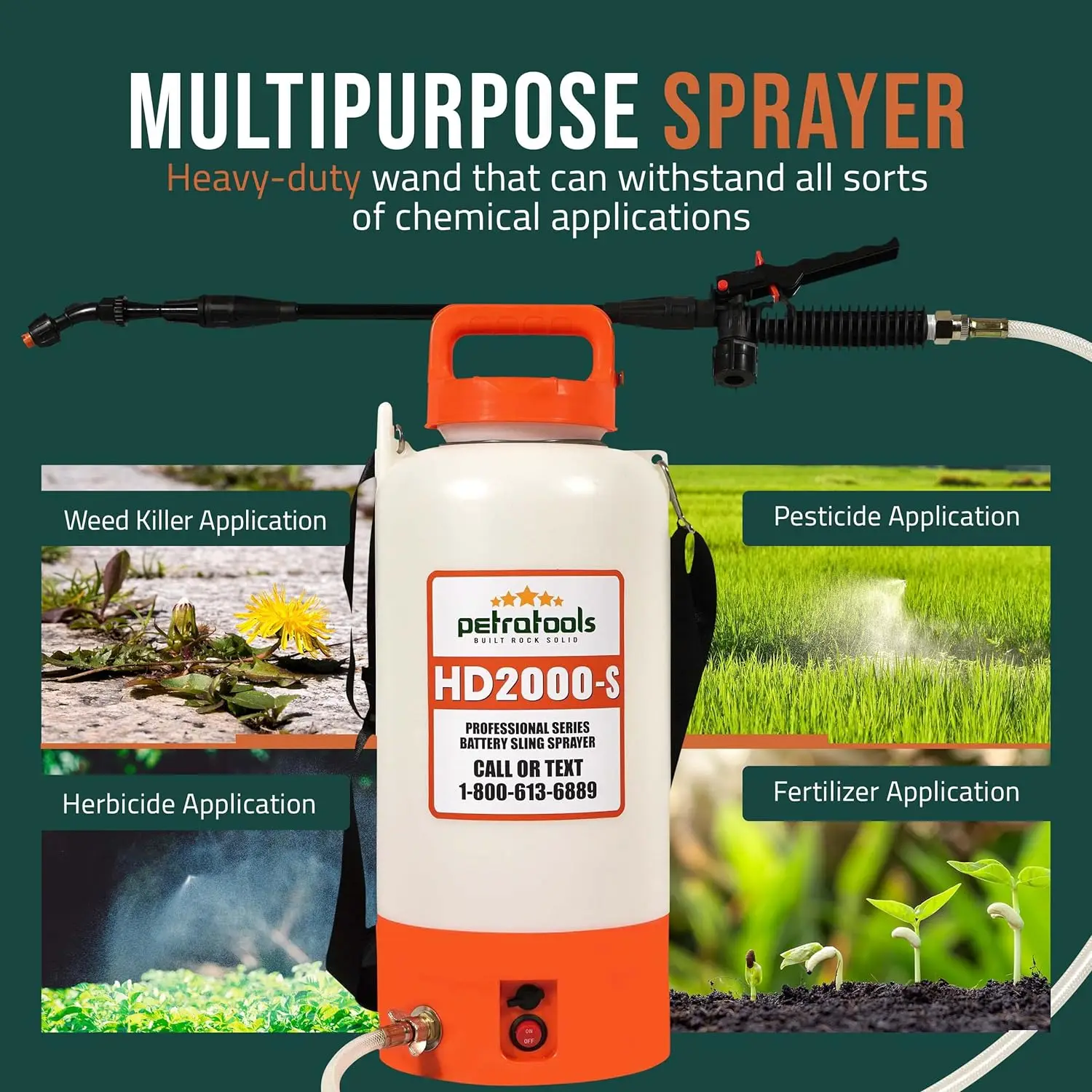 Tools 2 Gallon Battery Powered Sprayer, Electric Sprayers in Lawn and Garden with Easy-to-Carry Strap, Weed Sprayer