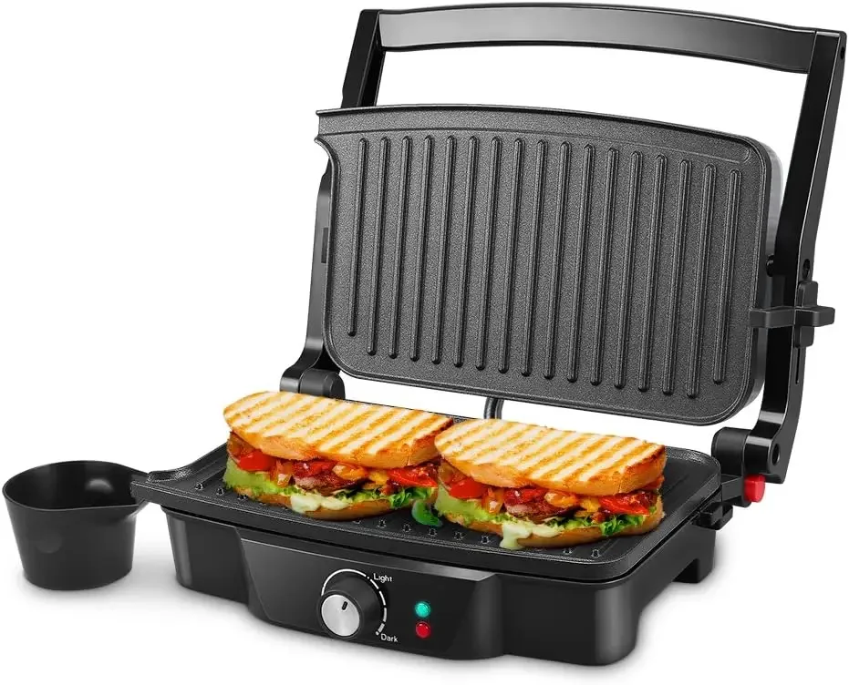 

NEW NEW Panini Maker, iSiLER 2 Slice Panini Press Grill, Sandwich Maker Non-Stick Coated Plates, Opens 180 Degrees for Panini