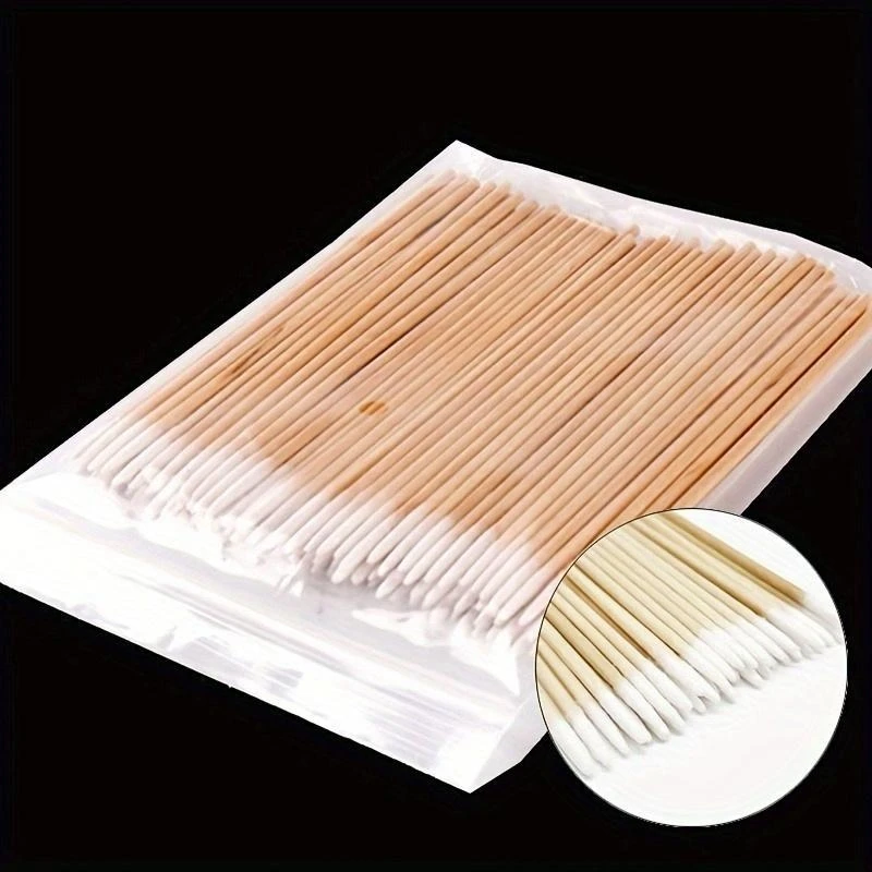 500Pcs Nails Wood Cotton Swab Clean Sticks Bud Tip Wooden Cotton Head Manicure Detail Corrector Nail Polish Remover Art Tool
