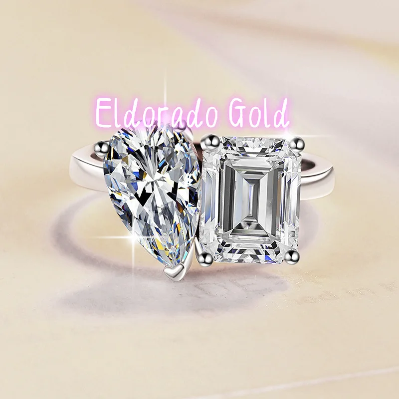 

Eldorado Gold Eldorado Gold Moissanite 3+3Carat Two-Stone Ring Women's PT950 Platinum - 3ct each plump stone, elegant symmetry,