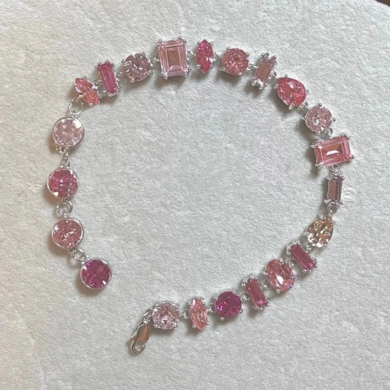 Elegante braccialetto di cristallo rosa dolce semplice perline di strass bracciali braccialetto regolabile donne braccialetto dichiarazione gioielli