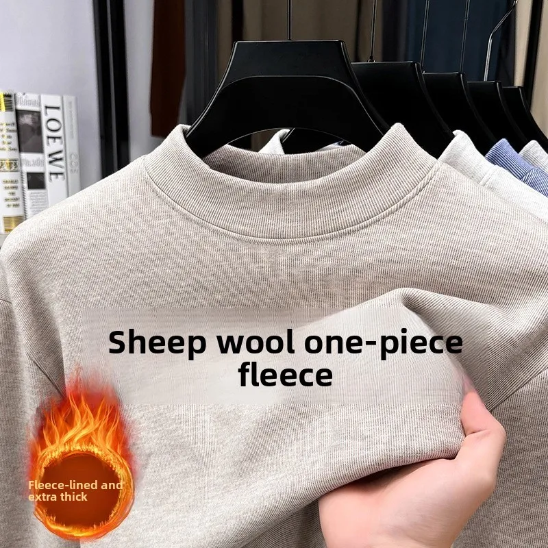 

Мужской вязаный свитер Thiened Fce, однотонный, с высоким воротником, теплый зимний базовый слой, нижняя одежда, полиэстер...