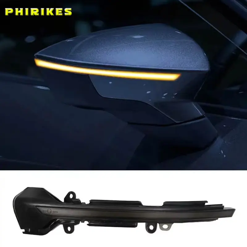 

Streamer Turn Signal for SEAT Dynamic Mirrors Turn Signal Indicator MK3 MK5 KJ1 KJ7 2PCS Smoked Black Shell Yellow