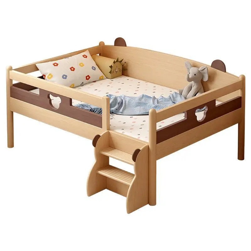 Bed half-height bed with ladder room Small apartment with trailer with guardrail Solid wood bed