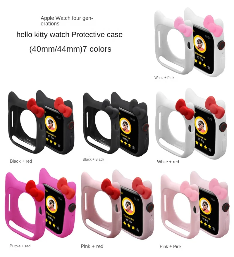 Hello Kitty Apple Watch Case for Watch 38 40 42 44mm Protective Cover Cartoon Animation Neighborhood for 8 7 6 SE Silicone Case