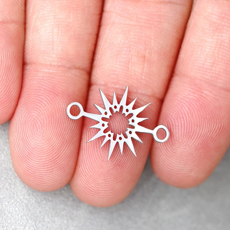 3PCS Stainless Steel Double Ring Sun Pendant Charms for Jewelry Making DIY Craft Bracelets Necklace Connector Metal Accessories