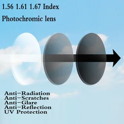 1.56 1.61 1.67 Index Photochromic Aspheric Optical Prescription Lens Myopia Presbyopia Recipe Glasses Lens UV Protection