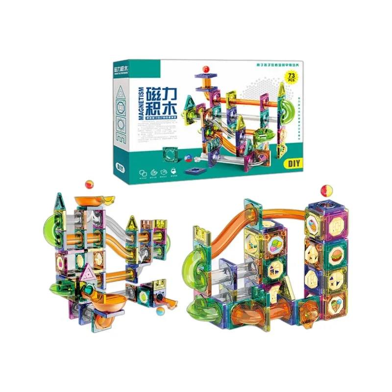 Kleurrijk raam magnetisch vel Kinderglijbaan Bal Magnetische bouwsteen Buismagneet Splicing Track Puzzel Speelgoed Verjaardagscadeau