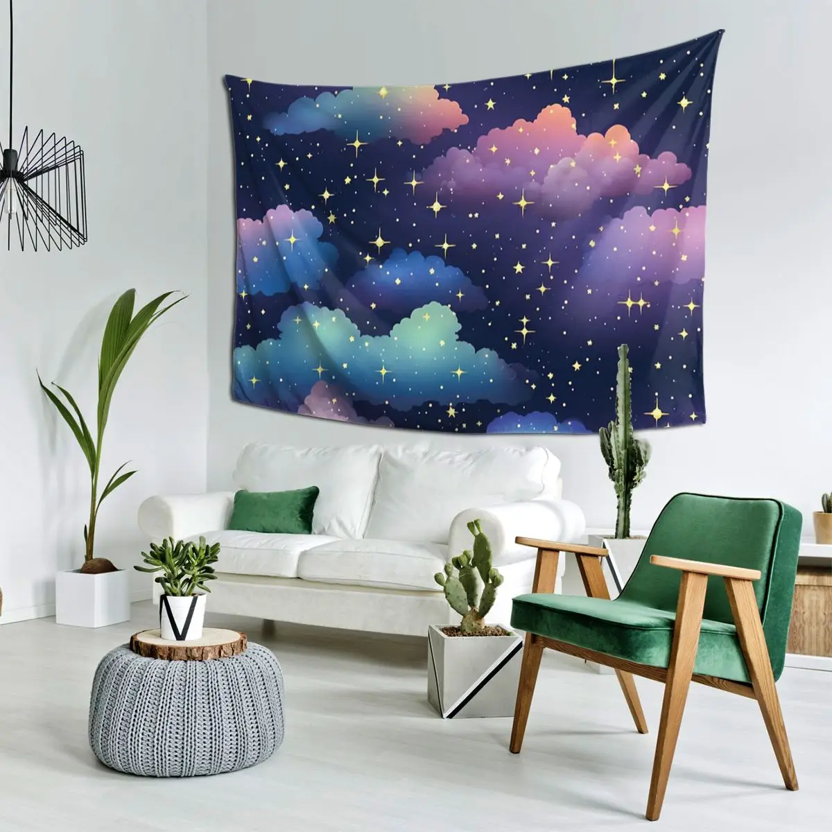 Colorful Night Sky Filled With Shining Stars Tapestry Art Wall Hanging Aesthetic Home Decoration Tapestries Bedroom Dorm Room