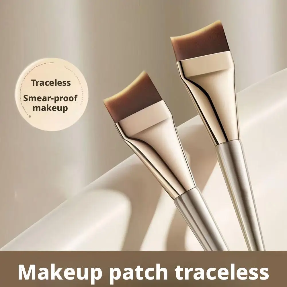 Brocha para base sin polvo, brocha de maquillaje de cabeza plana, corrector de máscara, brocha sin costuras, brocha ultrafina, herramientas de belleza