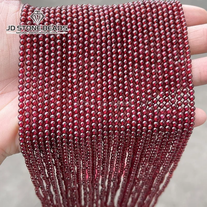 5A Natural Wine Garnet Beads 2 3 4mm Round Loose Spacer Beads for Jewelry Making DIY Bracelet Necklace Handmade Accessory